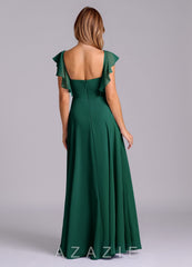 Azazie Leilani Emerald A-Line Pleated Chiffon Dress emerald