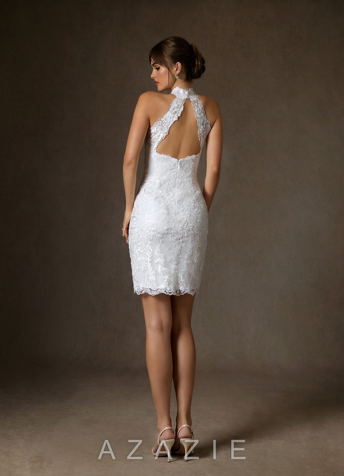 Azazie Eden Diamond White Sheath High Neck Lace Dress diamond_white