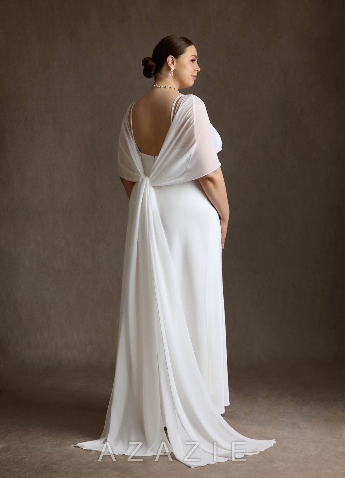 Azazie Caity Diamond White Fit and Flare Crepe Back Satin Dress diamond_white