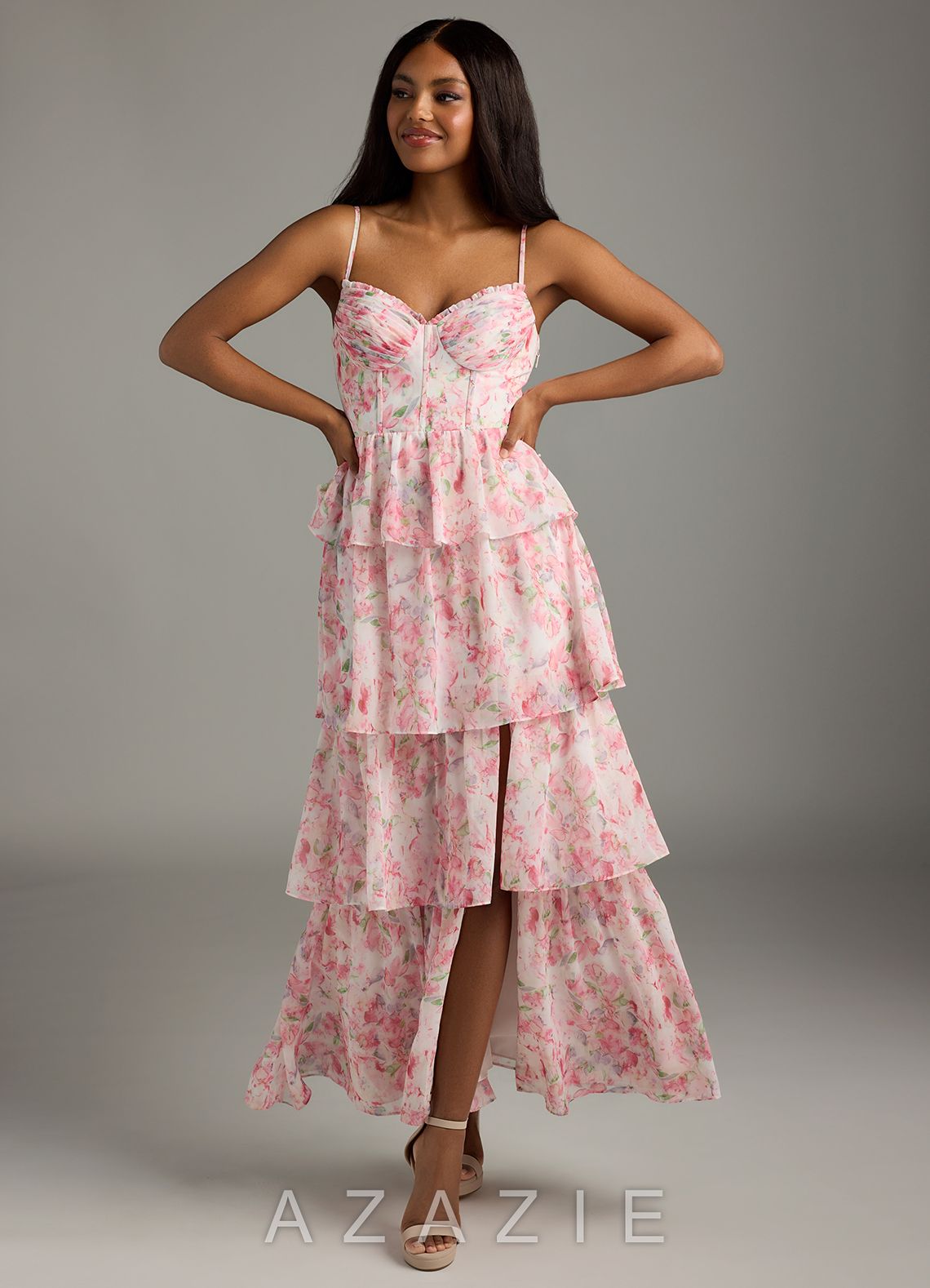 Azazie Kaiden Abstract Watercolor Floral A-Line Sweetheart Neckline Chiffon Dress abstract_watercolor_floral