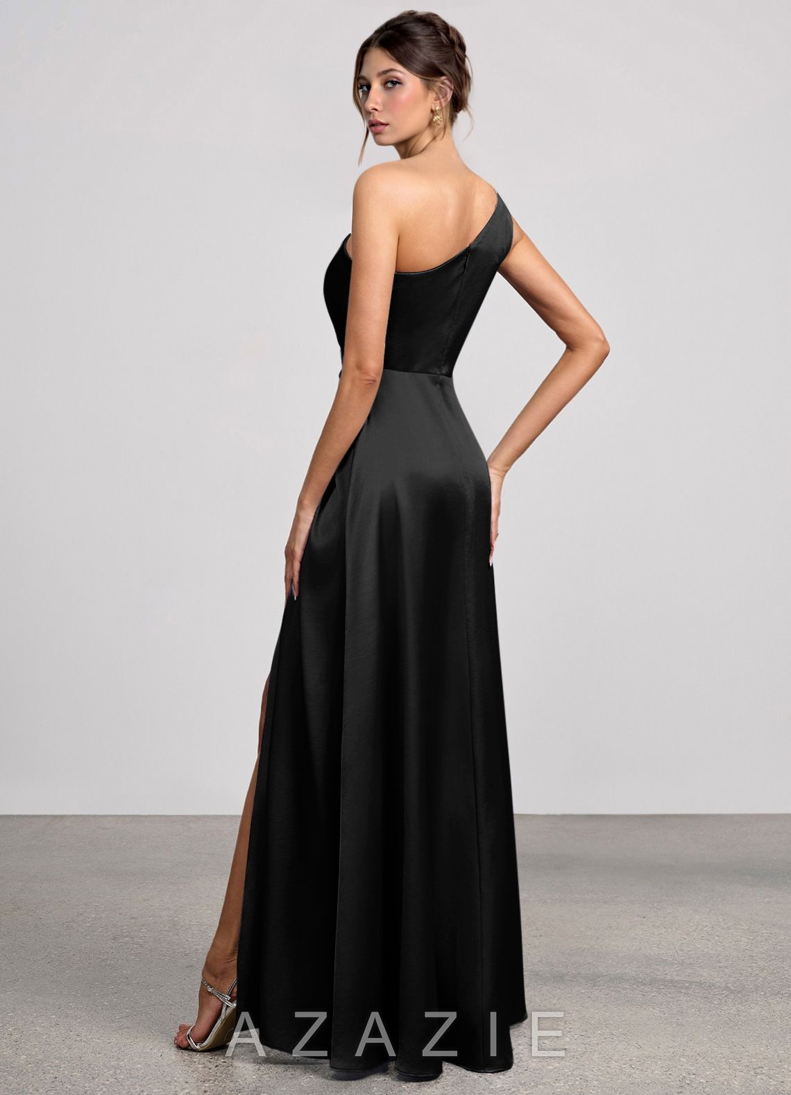 Eulalie {color} Luminous Satin Maxi Dress  black