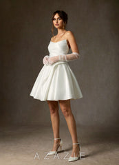 Azazie Granville Diamond White Ball-Gown Strapless Satin Dress