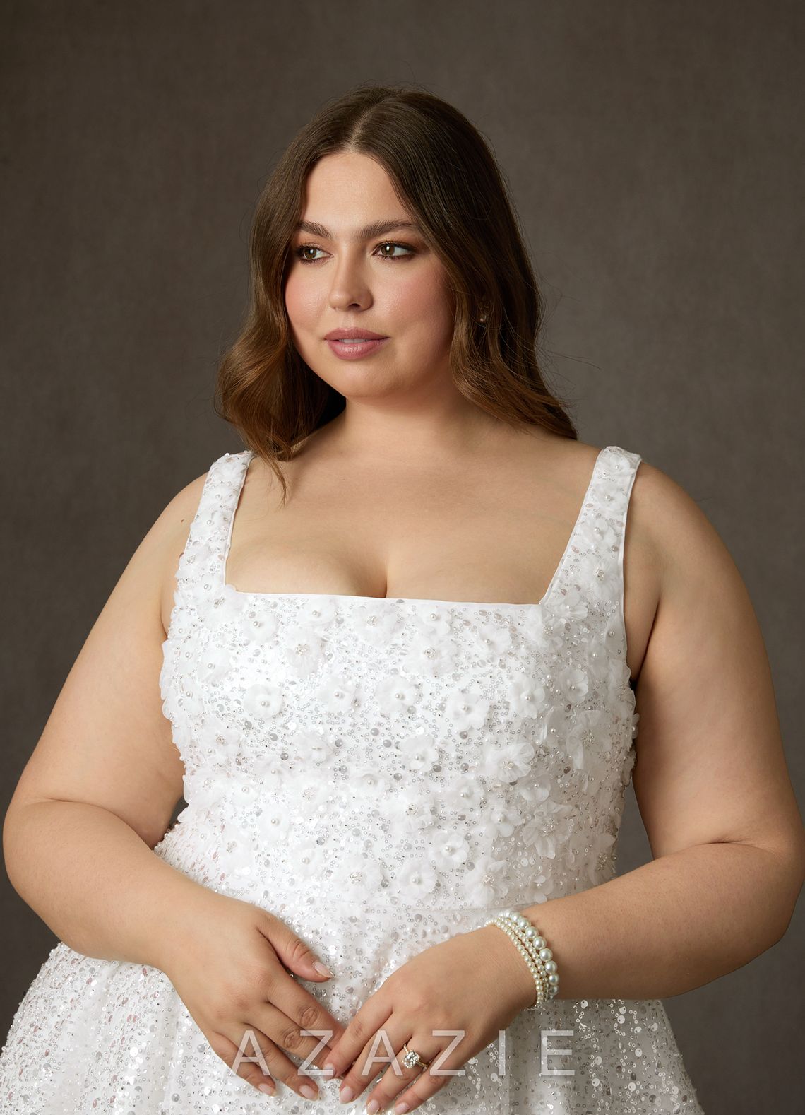 Azazie Kristi Diamond White A-Line with Pockets Beading Dress diamond_white