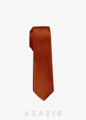 Metallic Satin Skinny Tie  auburn