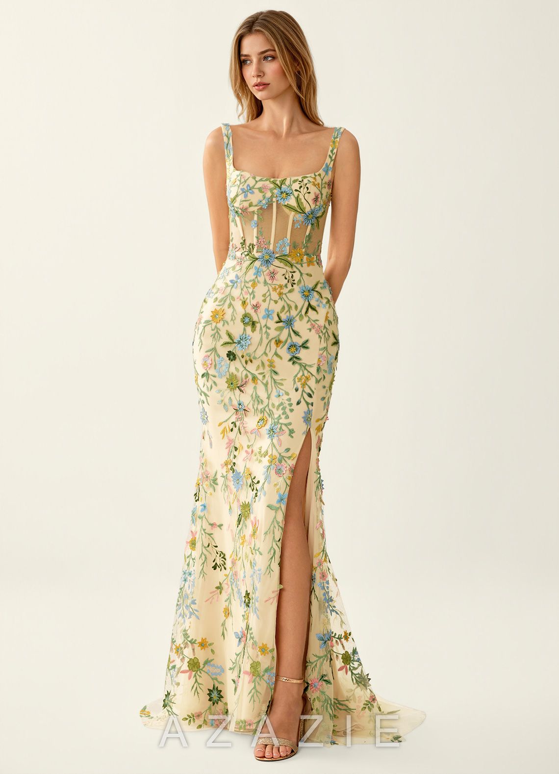 Posey Lemon Sorbet Lace Mermaid Prom Dress