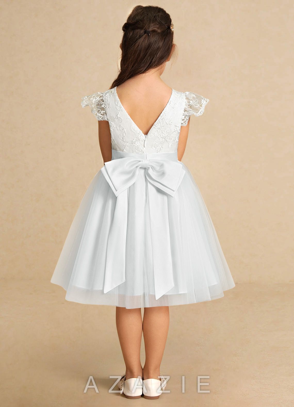 Azazie Vetty Diamond White A-Line Lace Tulle Dress diamond_white