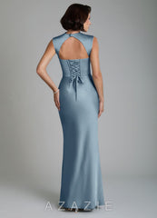 Azazie Lumia Dusty Blue Sheath Corset Stretch Satin Dress dusty_blue