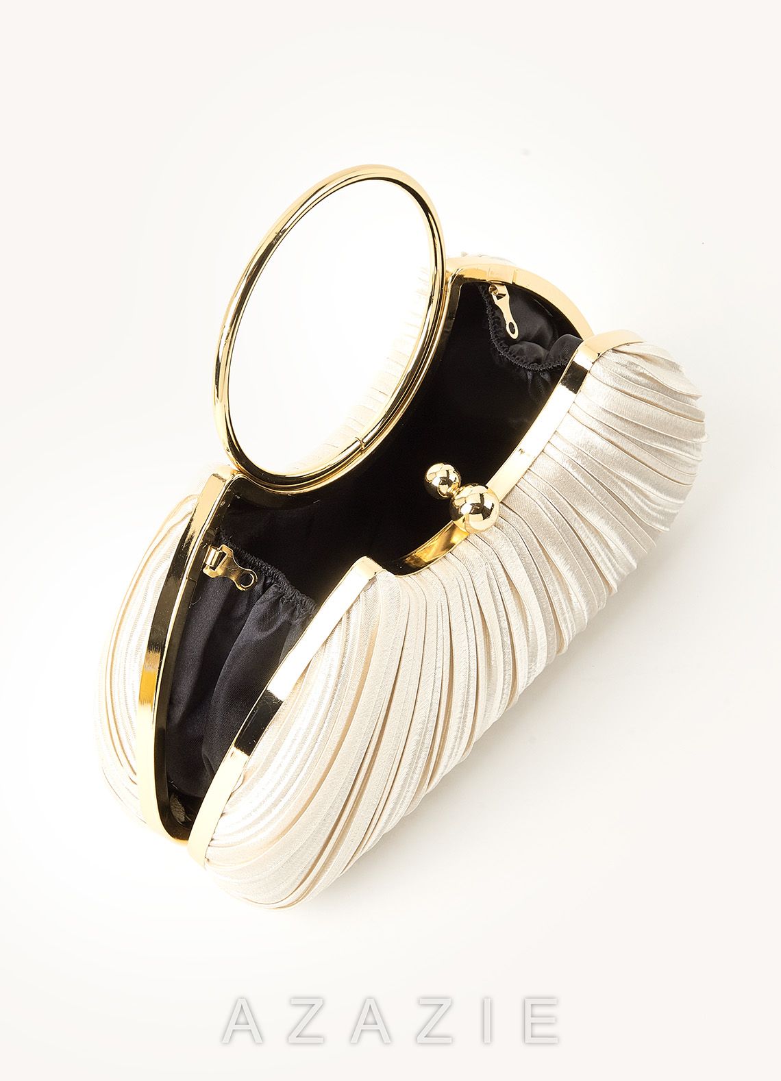 Satin Pleated Handbag  gold