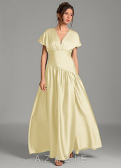 Azazie Alysse Lemon Sorbet A-Line Stretch Satin Dress lemon_sorbet