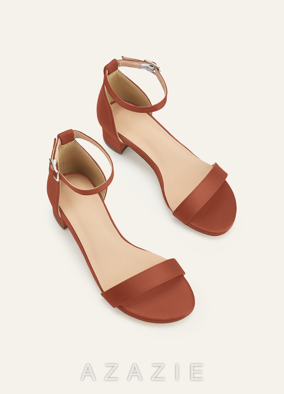 Matching Color Matte Satin One Strap Girls' Heel Sandals