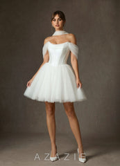 Azazie Naef Diamond White A-Line Tulle Dress