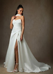 Azazie Adimaris Diamond White A-Line Satin Dress