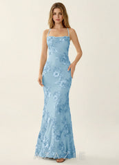 Kailani Sky Blue 3D Floral Lace Corset Mermaid Dress