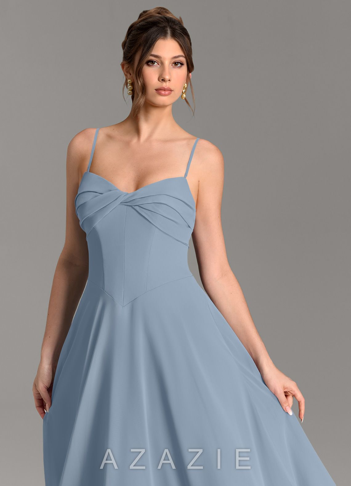 Azazie Meleena Dusty Blue A-Line Strapless Chiffon Dress dusty_blue