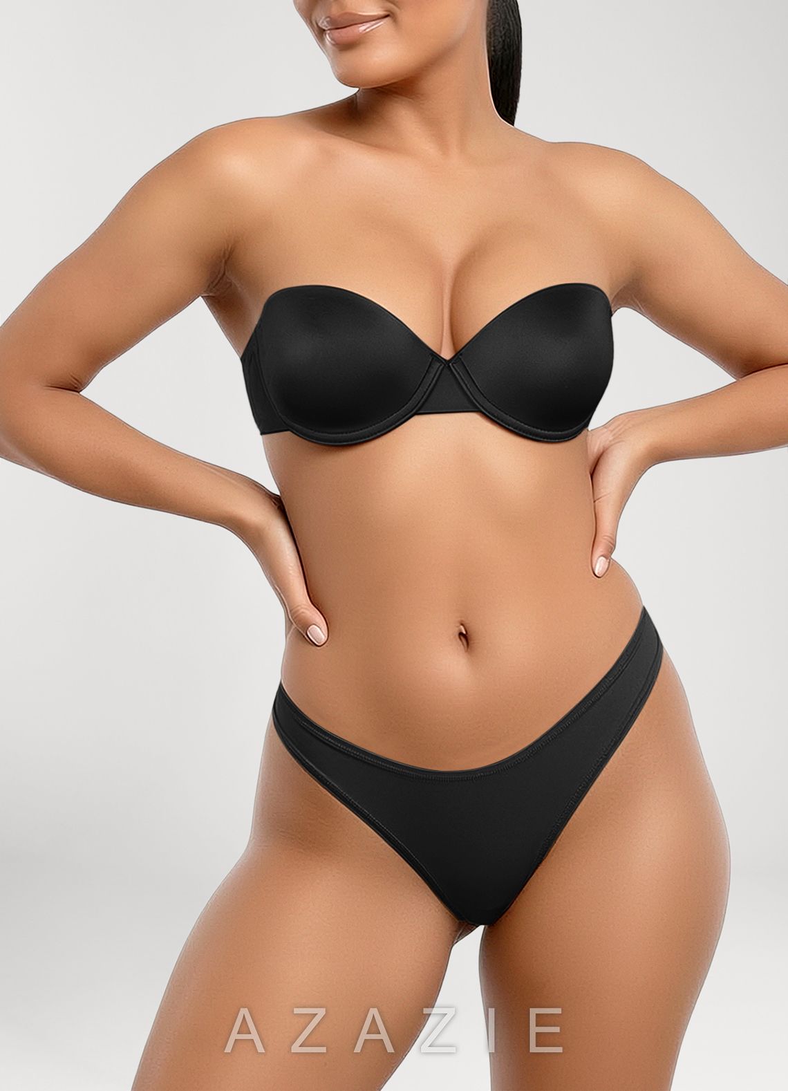 Full‑Size Strapless Underwire Formal Dress Bra  black