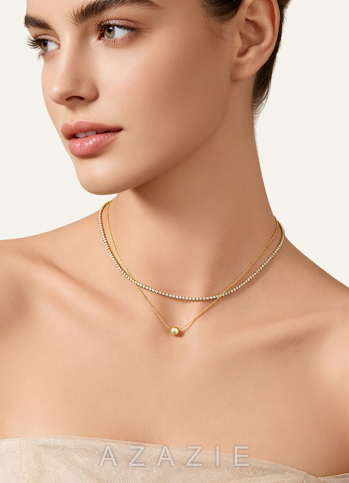 Layered Tennis Pendant Necklace