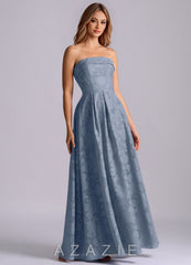 Azazie Lucienne Dusty Blue A-Line Strapless Floral Burnout Dress dusty_blue