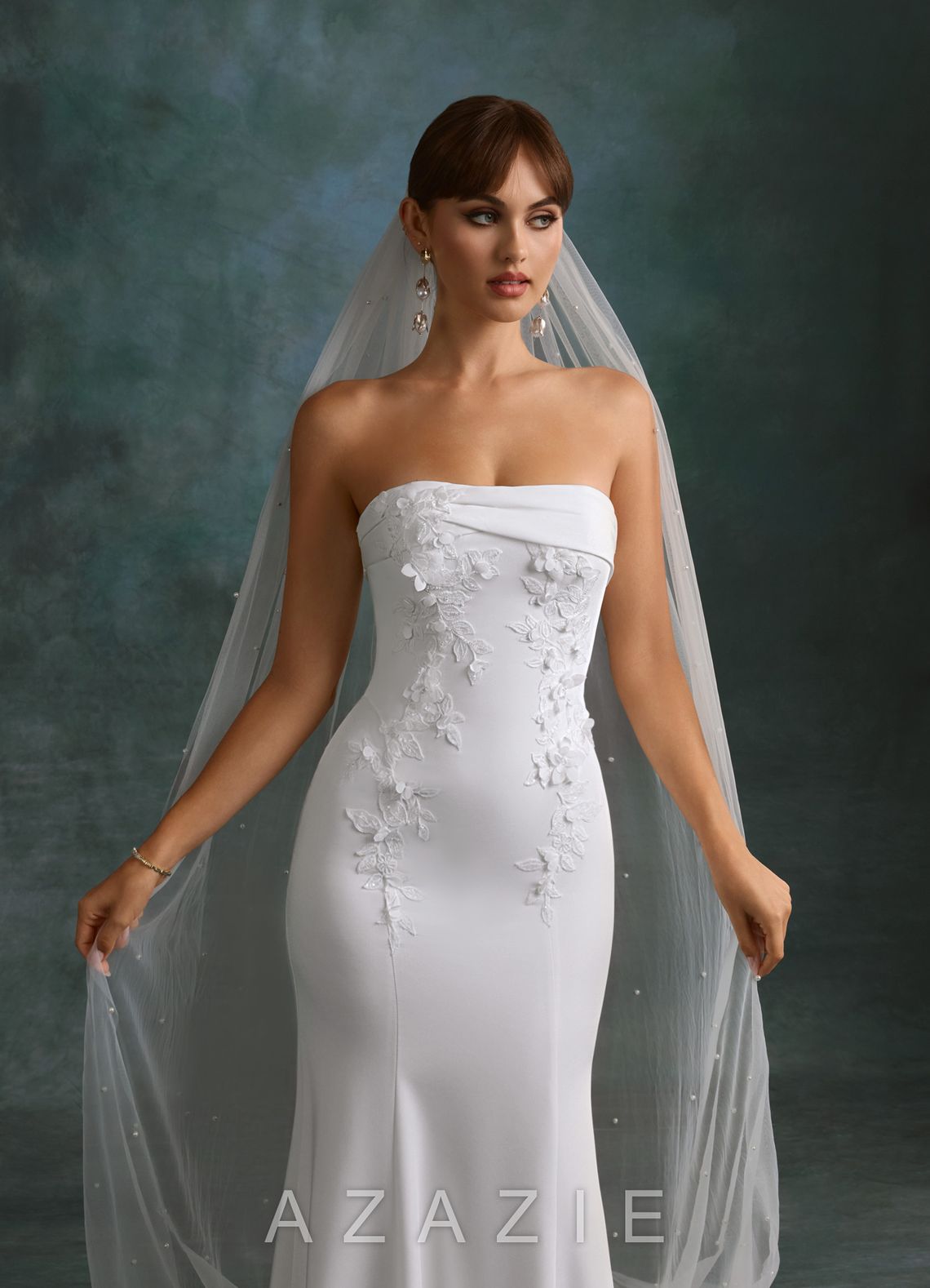 Azazie Katniss Diamond White Mermaid Strapless Crepe Back Satin Dress diamond_white