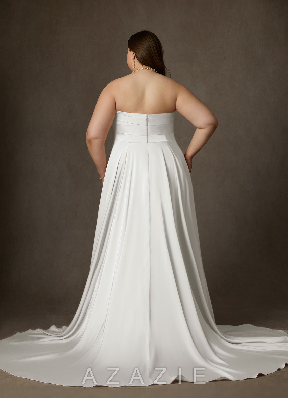 Azazie Alta Diamond White A-Line Strapless Stretch Satin Dress diamond_white