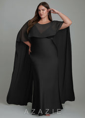 Azazie Stefania Black A-Line Stretch Satin Dress black