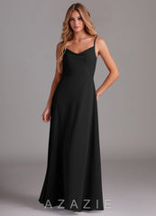 Azazie Daenerys Black A-Line Cowl Chiffon Dress