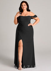 Azazie Amyra Black Sheath Off the Shoulder Chiffon Convertible Dress black