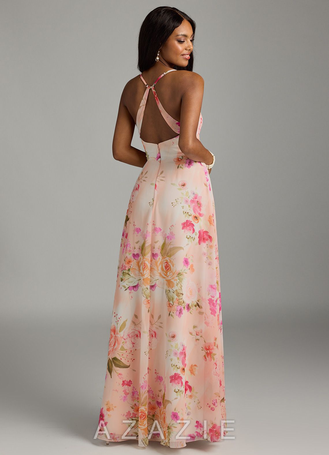 Azazie Davis Abstract Bouquet Floral A-Line V-Neck Chiffon Dress abstract_bouquet_floral
