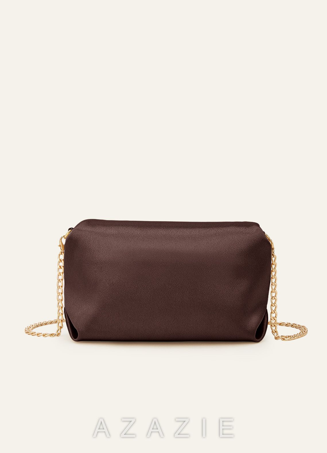 Matching Color Stretch Satin Rhinestone Square Buckle Clutch