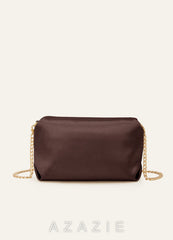 Matching Color Stretch Satin Rhinestone Square Buckle Clutch