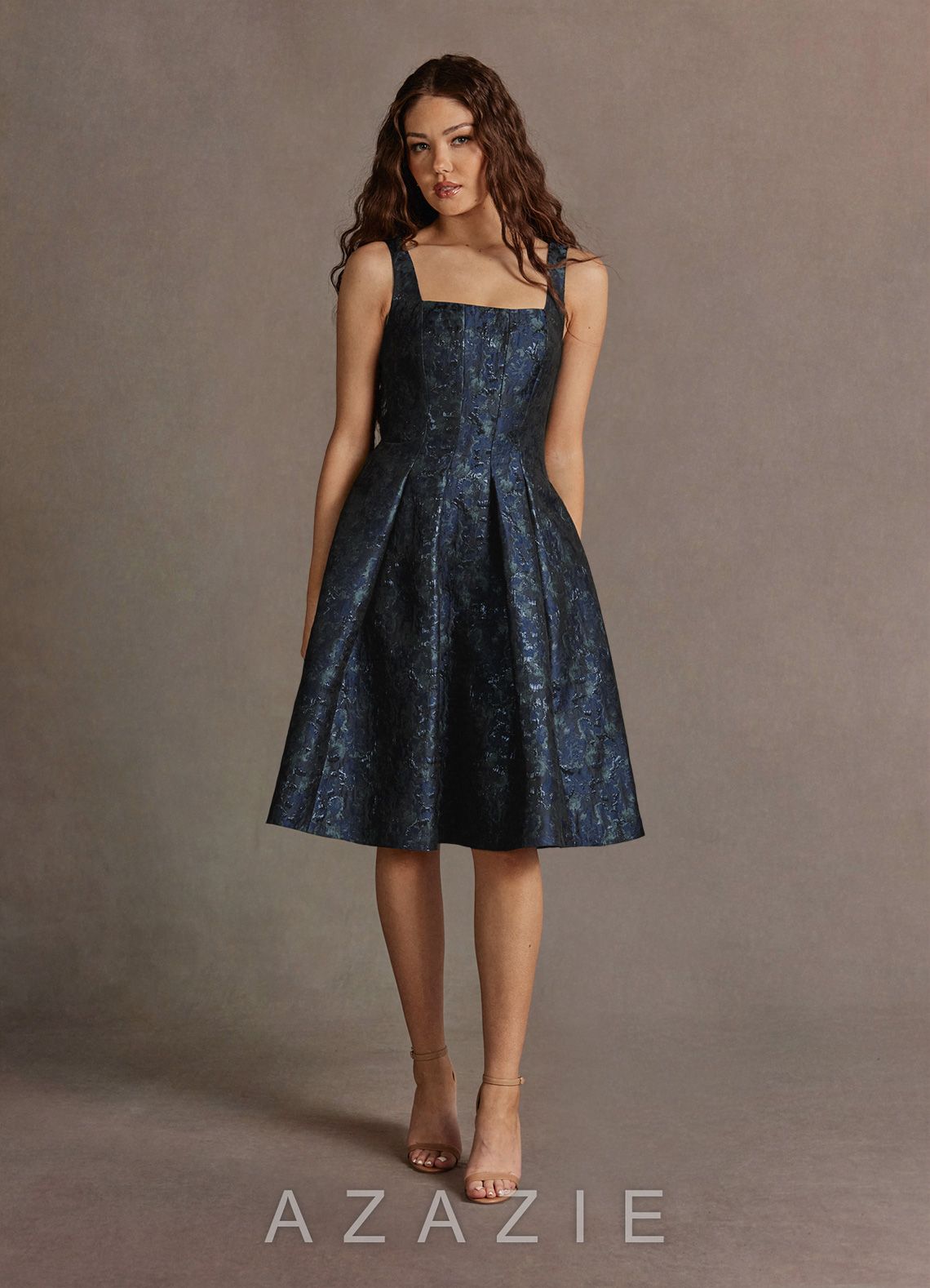 Jackey {color} Jacquard Pleated Midi Dress  navy_#ny134188