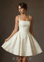 Azazie Daisley Antique White A-Line with Pockets Floral Jacquard Dress antique_white