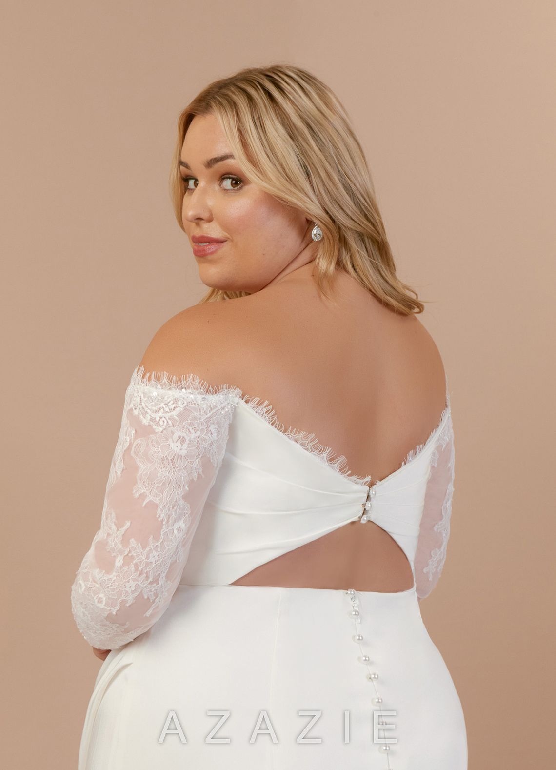 Azazie Onyx Wedding Dress Diamond White Mermaid Sequins Crepe Back Satin Dress diamond_white