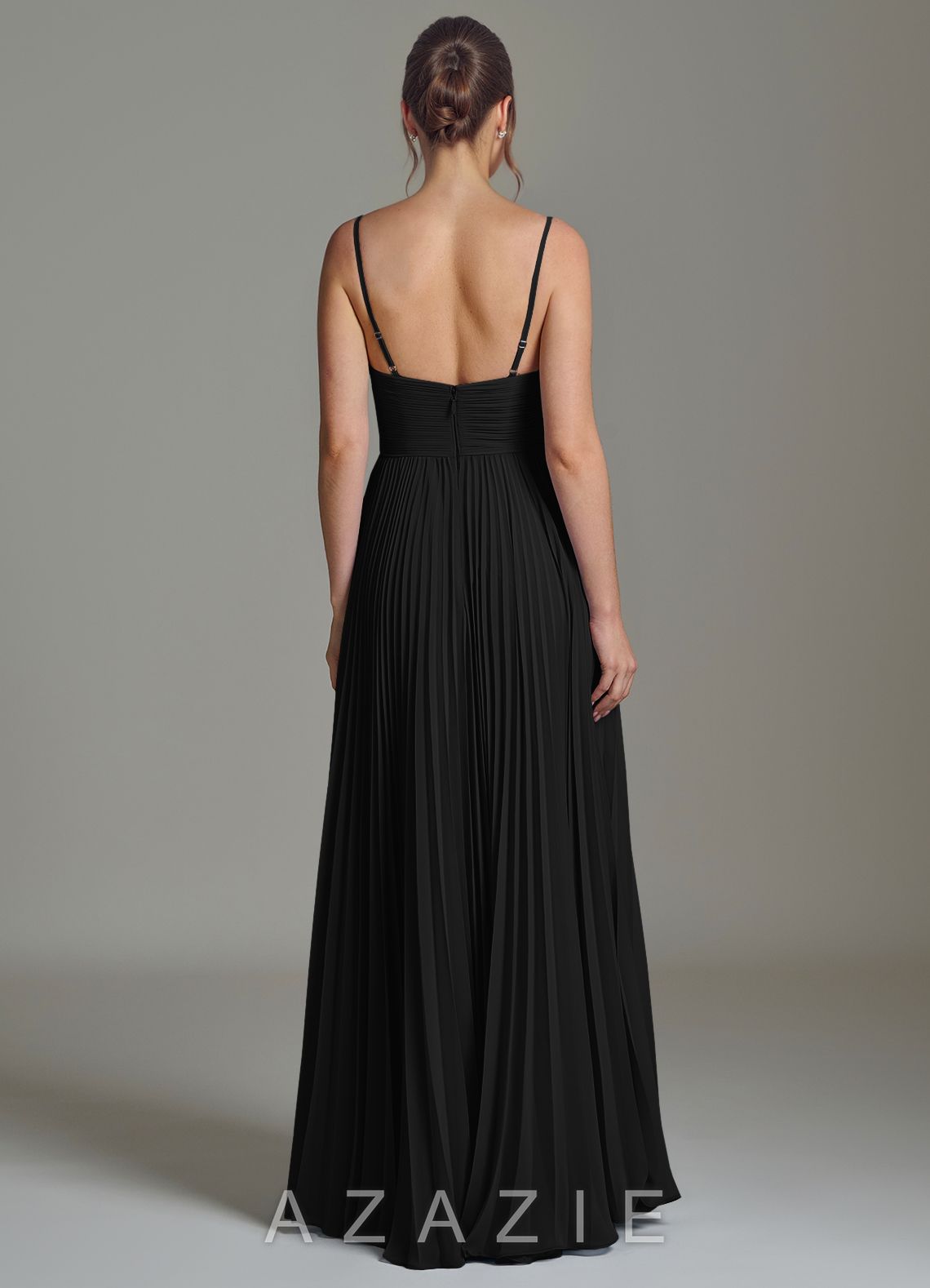 Azazie Catie Black A-Line Sweetheart Neckline Chiffon Dress black
