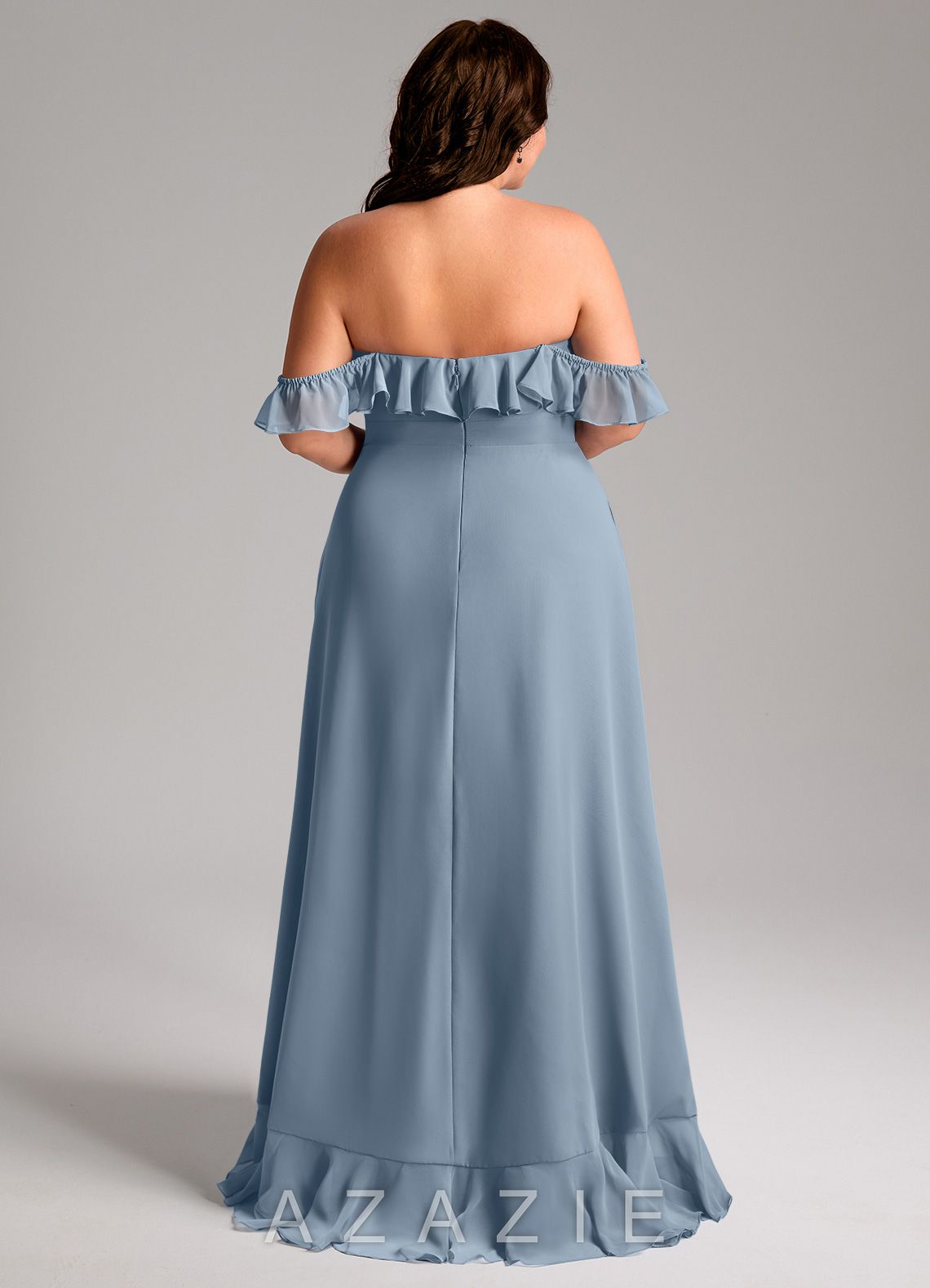 Azazie Lyra Dusty Blue A-Line Chiffon Convertible Dress dusty_blue