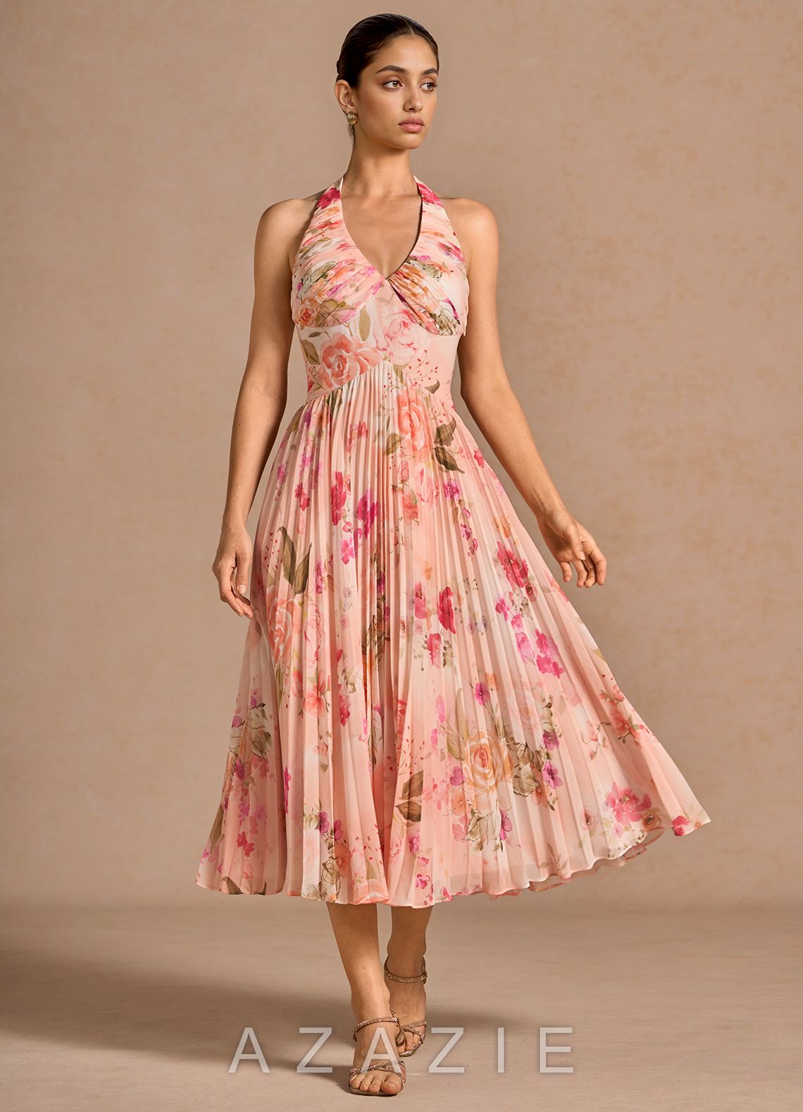 Idunn {color} Midi Dress  sp_abstract_bouquet_floral_#111401