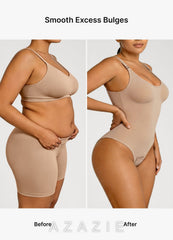 Thin Strap Seamless Invisible Thong Bodysuit  warm_nude