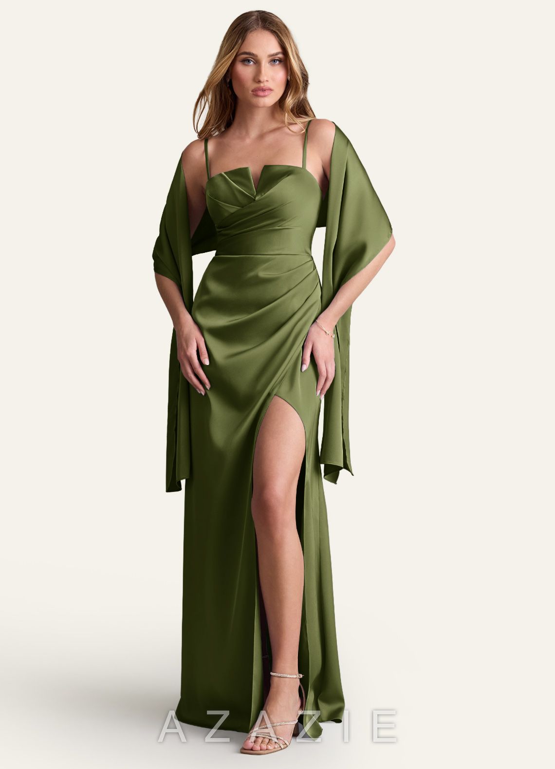 Azazie Matching Color Ireland Stretch Satin Shawl