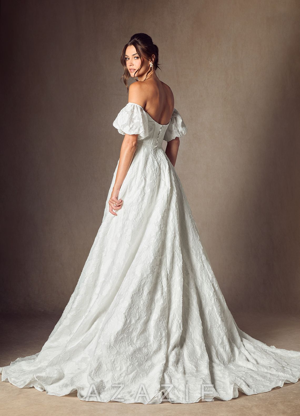 Azazie Gladiola Diamond White Ball-Gown Sweetheart Neckline Floral Burnout Jacquard Dress diamond_white