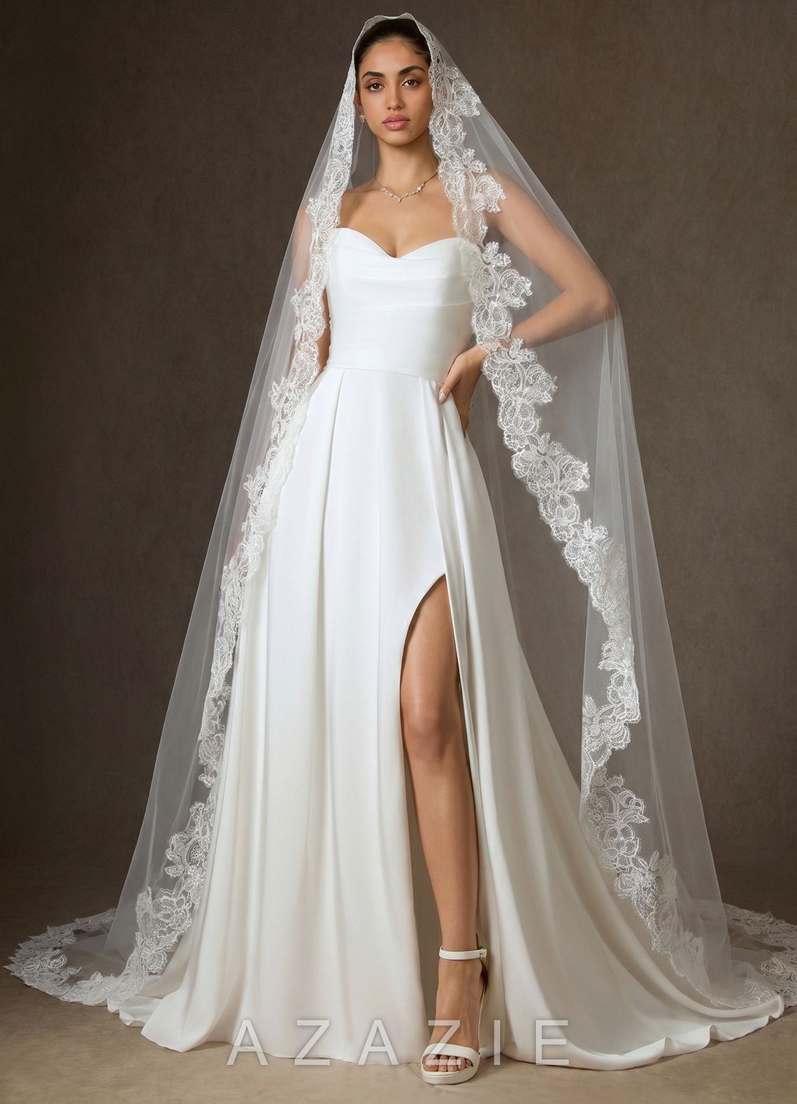 Lace Mantilla Isabella Cathedral Veil  diamond_white