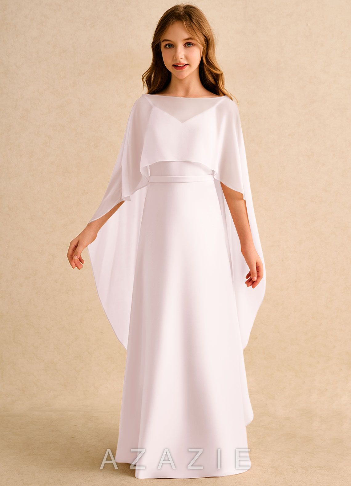 Azazie Fishie Girls Formal Blushing Pink A-Line Matte Satin Dress blushing_pink