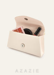 Pearl Handle Pleated Satin Envelope Handbag