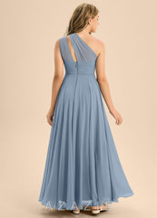 Azazie Charlize Junior Dusty Blue A-Line Pleated Chiffon Dress dusty_blue