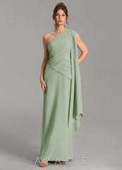 Azazie Ayra Dusty Sage A-Line One Shoulder Chiffon Dress