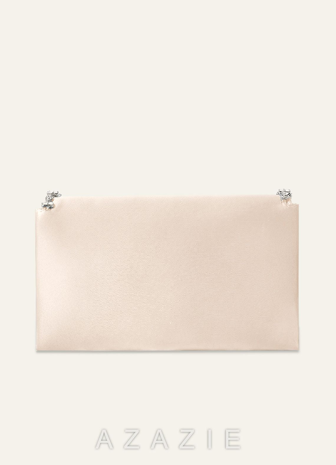 Matching Color Crystal Trim Satin Evening Clutch Bag with Chain Strap