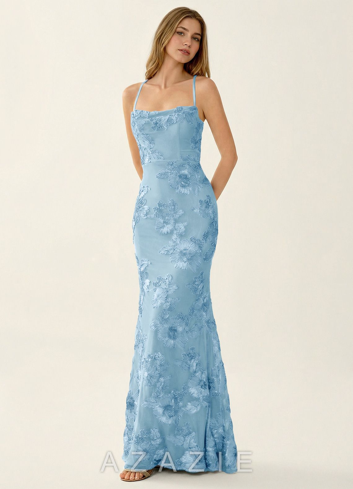 Kailani Sky Blue 3D Floral Lace Corset Mermaid Dress  sp_sky_blue_#se310