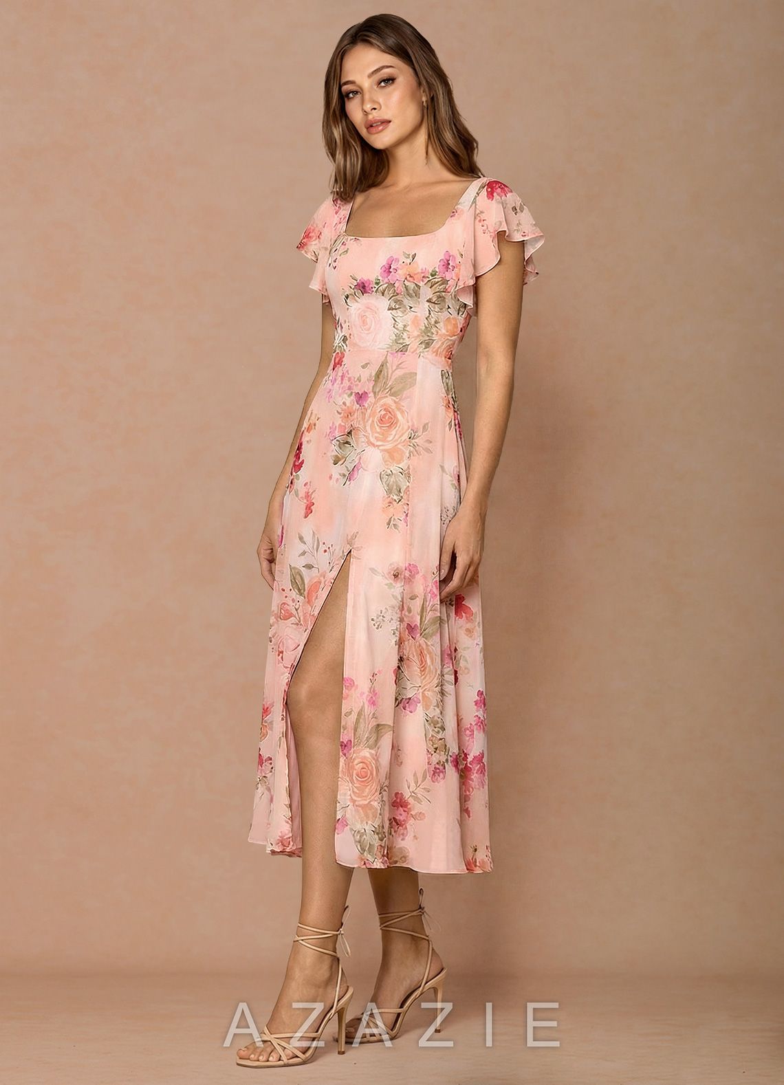 Talia {color} Midi Dress  sp_abstract_bouquet_floral_#111401