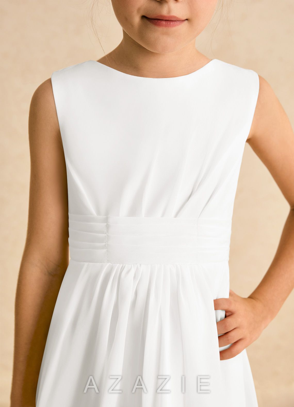 Azazie Edelweiss Ivory A-Line Pleated Chiffon Dress ivory