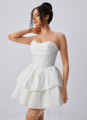 Noelle White Strapless Corset Layered Poplin Mini Dress