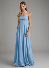 Azazie Selah Powder Blue A-Line Strapless Chiffon Dress