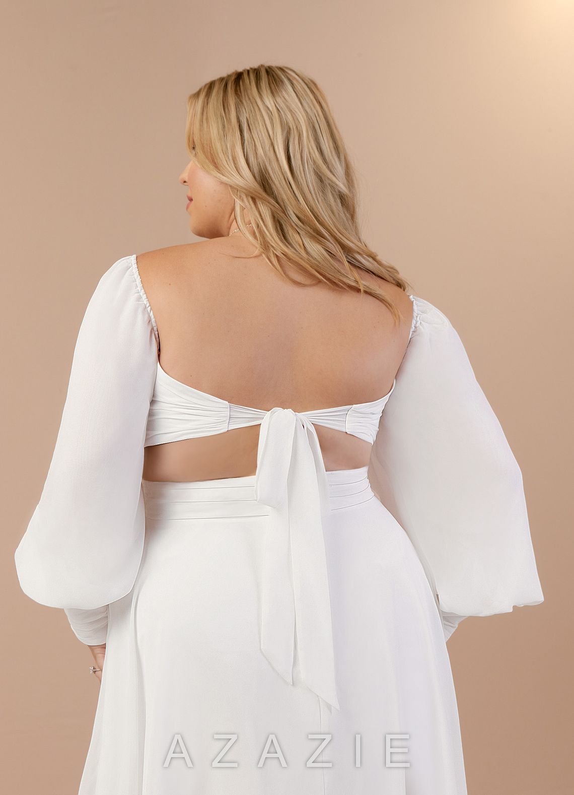 Azazie Delfina Wedding Dress Diamond White A-Line V-Neck Pleated Chiffon Dress diamond_white